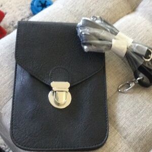 Black Leather Phone Pouch